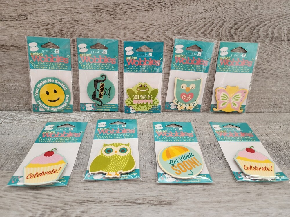 Studio G Action Wobbles Sticker Embellishment Peel Stick Wobble Owl Frog NEW #36